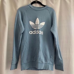 Adidas light blue trefoil crew sweatshirt